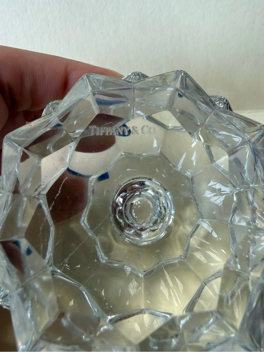 Tiffany & Co. Clear Crystal Glass Pinecone Candlestick Holder Paperweight.
